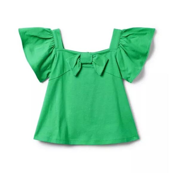 Janie and Jack Girls The Flutter‎ Sleeve Top Short Sleeve Kelly Green size 10 - Picture 1 of 9